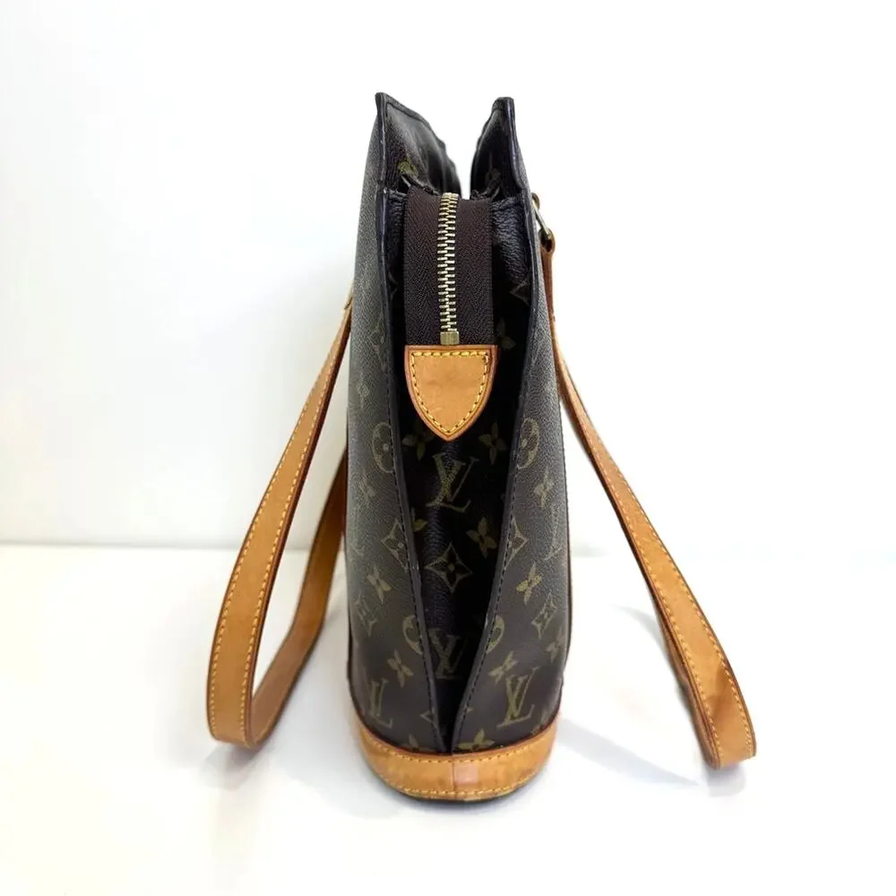 Louis Vuitton Brown Monogram Leather Trim Babylone Tote Bag LV Tan Shoulder Bag